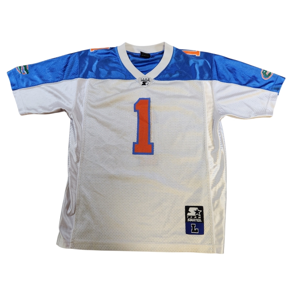 Vintage Starter Florida Gators Football Jersey Youth L #1 Blue Orange Home Mesh